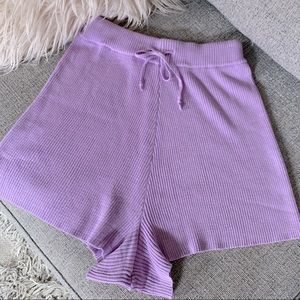 The Lullaby Club “Alex” knit ribbed lilac shorts